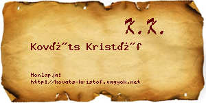 Kováts Kristóf névjegykártya